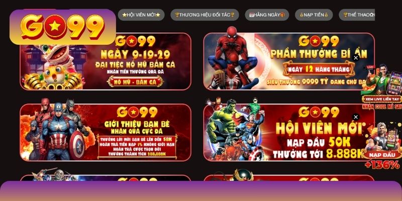GO99 xây dựng kênh event, ưu đãi ngập tràn