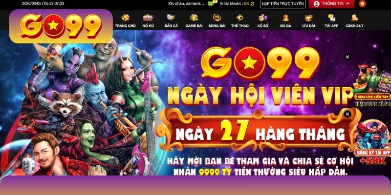 GO99 có giao diện được tối ưu cho cả web và app
