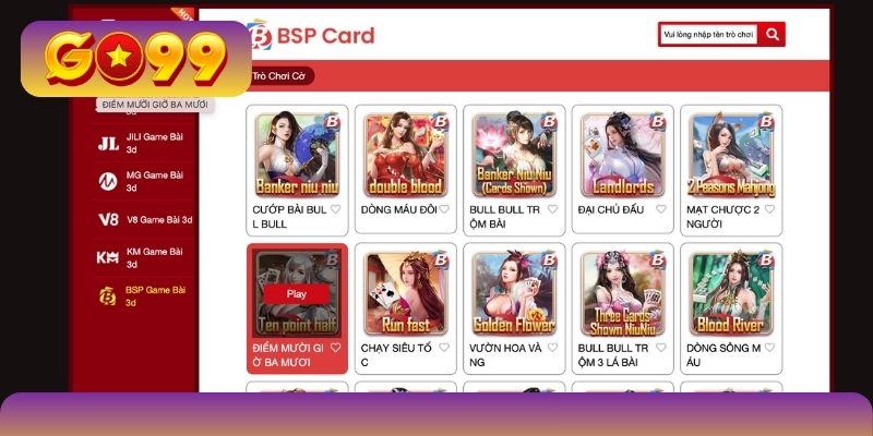 Sảnh game bài tại GO99 vô vàn ưu điểm